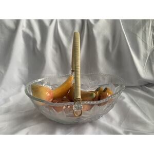 Glass Basket Poinsettia Christmas WP&G Vintage 12” L x 8.5” W Home Decor Bowl